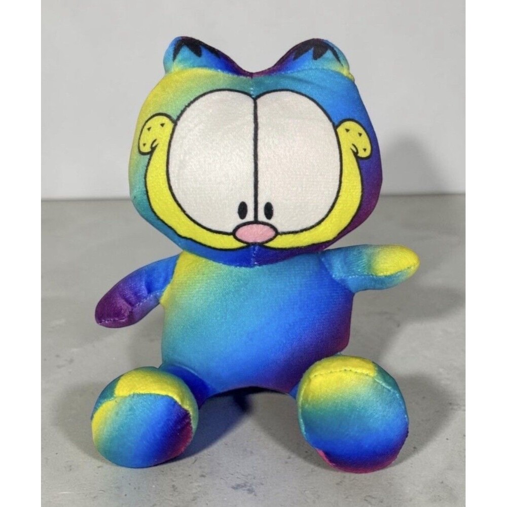 Garfield Plush 7” Rainbow Tie Dye Toy Factory Nickelodeon Stuffed Cat 2022